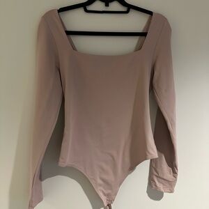 Aritzia Dusty Pink Long Sleeve Bodysuit